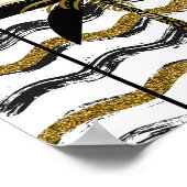 ブラック&金ゴールドパームツリートロピカルプリント可能アート ポスター (角)