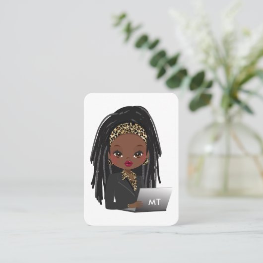 ブラック&金ゴールドヒョウボスレディービジネスカード 名刺 (スタンド正面)