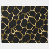 ブラック&金ゴールドヒョウ印刷パターン フリースブランケット (正面(横))