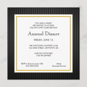 ブラック&金ゴールドビジネスプロフェッショナルディナー 招待状
