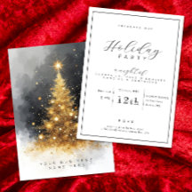 ブラック&金ゴールドビジネスホリデーパーティー招待状