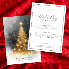 ブラック&金ゴールドビジネスホリデーパーティー招待状 招待状