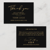 ブラック&金ゴールドビジネスロゴありがとう気に製品 名刺 (正面/裏面)