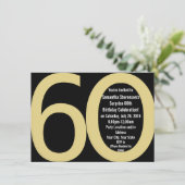 ブラック/金ゴールドビッグ6-0パーティの招待状 招待状 (スタンド正面)