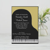 ブラック&金ゴールドピアノ結婚式招待状 招待状 (スタンド正面)