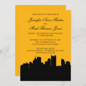 ブラック&金ゴールドピッツバーグシティス結婚カイラインII 招待状 (正面/裏面)