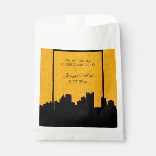 ブラック&金ゴールドピッツバーグ結婚のクッキーテーブル フェイバーバッグ (正面)