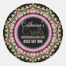 ブラック+金ゴールドピンク：ビジネスプロダクトシール ラウンドシール