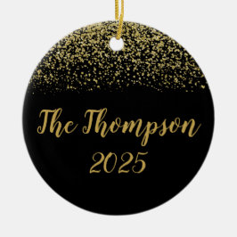 ブラック&金ゴールドファミリーカスタムセラミックオーナメント セラミックオーナメント