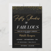 ブラック&金ゴールドフィフティーシェードオブファブラス誕生日 招待状 (正面)