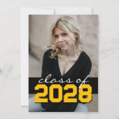 ブラック&金ゴールドフィルムストリップ5写真卒業 招待状 (裏面)