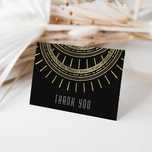 ブラック&金ゴールドフェイクアールデコスタイルありがとう サンキューカード