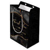 ブラック&金ゴールドフェイクグリッターアゲートキンセアニェラ ミディアムペーパーバッグ (裏面アングル)