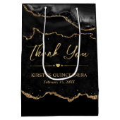 ブラック&金ゴールドフェイクグリッターアゲートキンセアニェラ ミディアムペーパーバッグ (裏面)