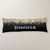 ブラック&金ゴールドフェイクグリッター美学名前をカスタムする ボディピロー (裏面)