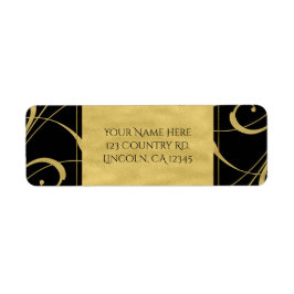ブラック&金ゴールドフェイクフローラスワールエレガントな結婚式 ラベル