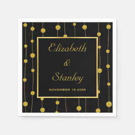 ブラック、金ゴールドフォイルビーズとフレ結婚ーム スタンダードカクテルナプキン