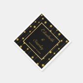 ブラック、金ゴールドフォイルビーズとフレ結婚ーム スタンダードカクテルナプキン (角)