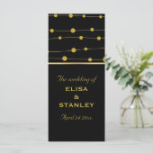 ブラック、金ゴールドフォイルビーズモダンウェディングプログラム プログラム (スタンド正面)