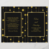 ブラック、金ゴールドフォイルビーズ結婚の折り畳みプログラム (正面)