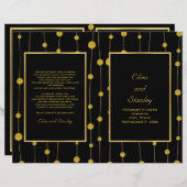 ブラック、金ゴールドフォイルビーズ結婚の折り畳みプログラム (正面/裏面)