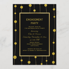 ブラック、金ゴールドフォイルビーズ結婚ズ婚約パーティ 招待状