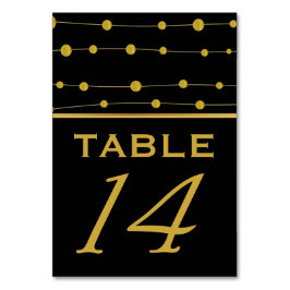 ブラック、金ゴールドフォイルモダンビーズ結婚のテーブル番号 テーブルナンバー