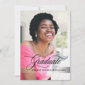 ブラック&金ゴールドフォトカード卒業パーティー 招待状 (正面)