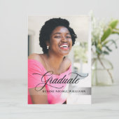 ブラック&金ゴールドフォトカード卒業パーティー 招待状 (スタンド正面)