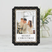 ブラック&金ゴールドフォトメリークリスマスカード シーズンカード (スタンド正面)