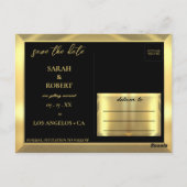 ブラック&金ゴールドフォト結婚ズ ポストカード (裏面)