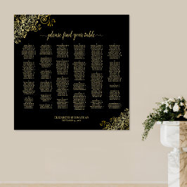 ブラック(金ゴールドフリル付きアルファベットの座席表) ポスター