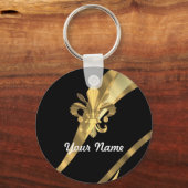 ブラック&金ゴールドフルーアデリス キーホルダー (正面)