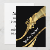 ブラック&金ゴールドフルーアデリス 招待状 (正面/裏面)
