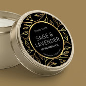 ブラック&金ゴールドフローラキャンドルジャールラウンド製品ラベル ラウンドシール