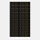 ブラック&金ゴールドフローラキャンドルスキニー垂直ラベル ラベル (シート)