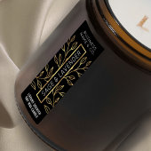 ブラック&金ゴールドフローラキャンドルスキニー垂直ラベル ラベル