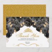 ブラック&金ゴールドフローラキンセアニェラありがとう サンキューカード (正面/裏面)