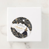 ブラック&金ゴールドフローラキンセアニェラサークルメッセージカード フェイバータグ (インサイチュ)