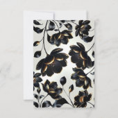 ブラック&金ゴールドフローラグリーゲエレガントウェディングRSVP 出欠カード (裏面)