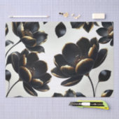 ブラック&金ゴールドフローラグリ結婚ージーズ 薄葉紙 (クラフト)