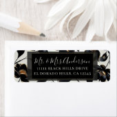 ブラック&金ゴールドフローラグレイゲエレガントな結婚式 ラベル (インサイチュ)