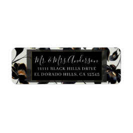 ブラック&金ゴールドフローラグレイゲエレガントな結婚式 ラベル