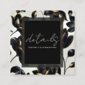 ブラック&金ゴールドフローラグレイジ結婚ズ詳細 スクエア名刺 (正面)