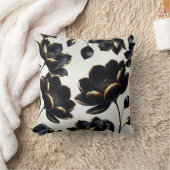 ブラック&金ゴールドフローラグレージュダークエレガントムーディーズ クッション (ブランケット)