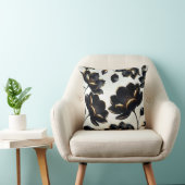 ブラック&金ゴールドフローラグレージュダークエレガントムーディーズ クッション (椅子)