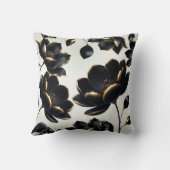 ブラック&金ゴールドフローラグレージュダークエレガントムーディーズ クッション (裏面)