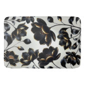 ブラック&金ゴールドフローラグレージュダークエレガントムーディーズ バスマット (正面)
