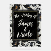 ブラック&金ゴールドフローラグレージュ結婚の歓迎 アクリルサイン (正面)
