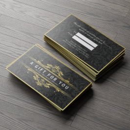 ブラック&金ゴールドフローラダマスクリネンギフト証明書 割引カード